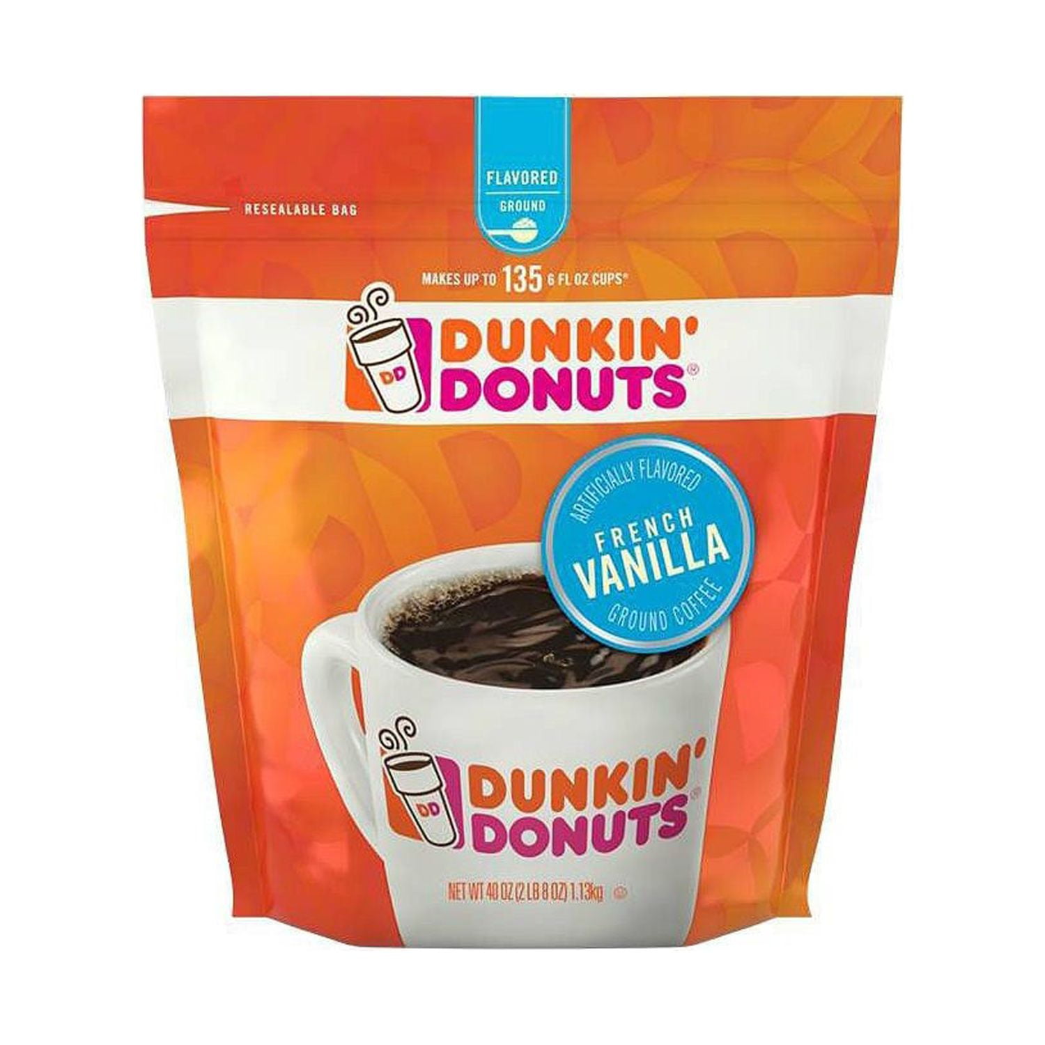 Dunkin' Donuts Ground Coffee, French Vanilla, 40 Oz