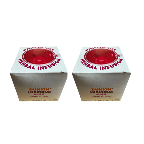 Dunkin Donuts Hibiscus Kiss Tea- 30 Individually Wrapped tea bags - (2 Pack of 15 Bags)