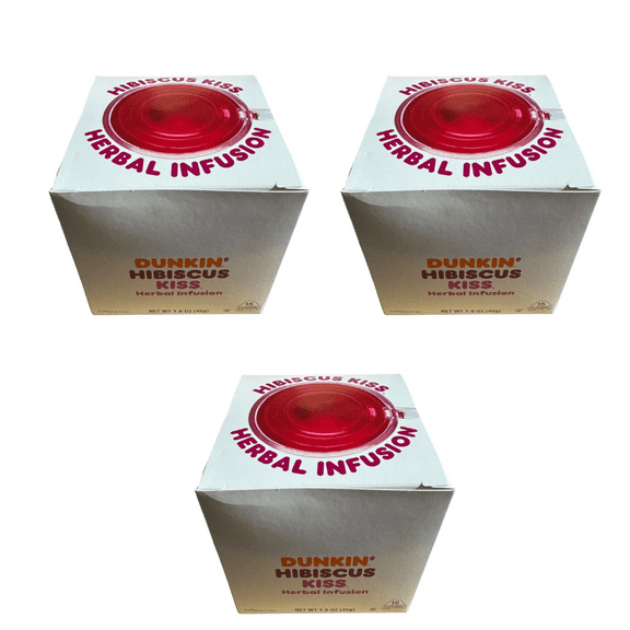 Dunkin Donuts Hibiscus Kiss Tea- 45 Individually Wrapped Tea bags - (3 Pack of 15 Bags)