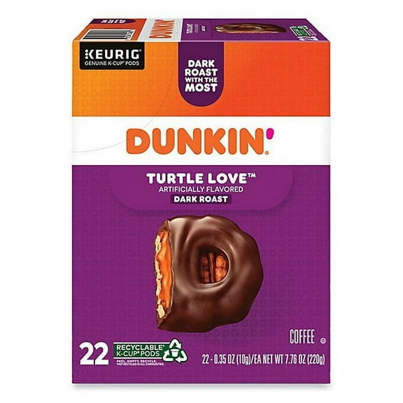 Dunkin Donuts K-Cup Pods, Turtle Love Coffee - 22 Count