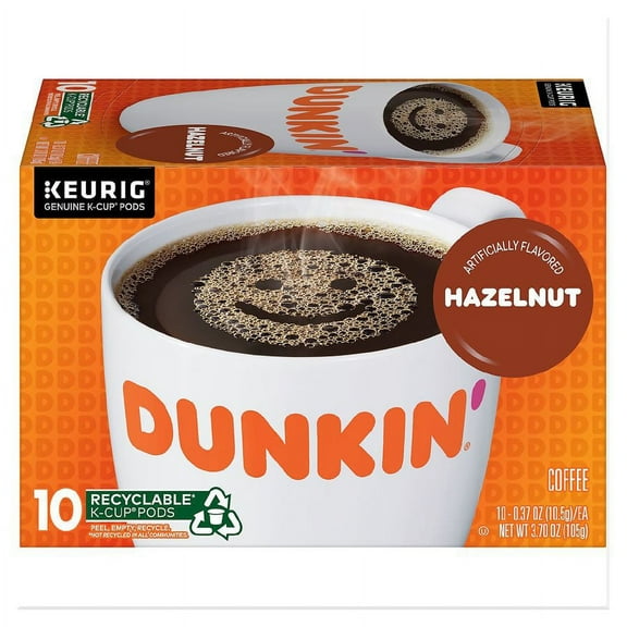 Dunkin' Donuts K-Cups Coffee Hazelnut0.37oz x oz 10 Each Pack of 2