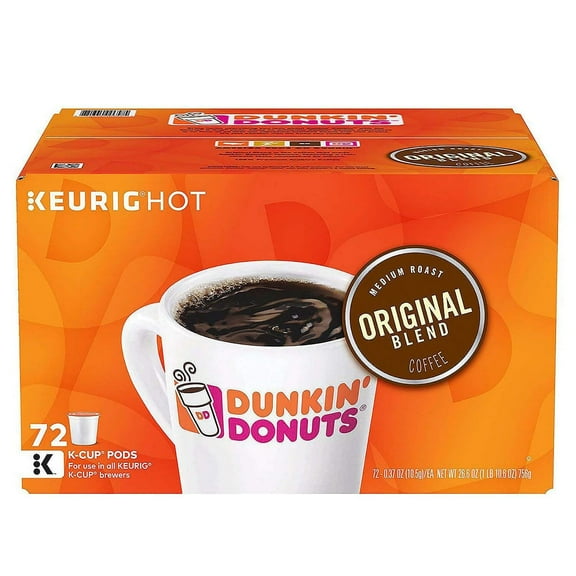 Dunkin Donuts Keurig Single-Serve K-Cup Pods - Medium Roast Single Serve 72 Count (72 K-Cups) Packaging May Vary