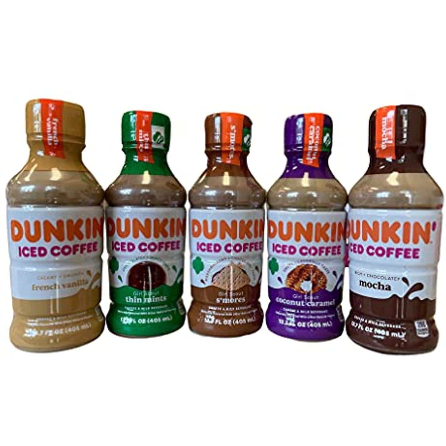 Dunkin Donuts Kosher Iced Coffee 13.7 Fluid Ounce Bundle Of 5 Different