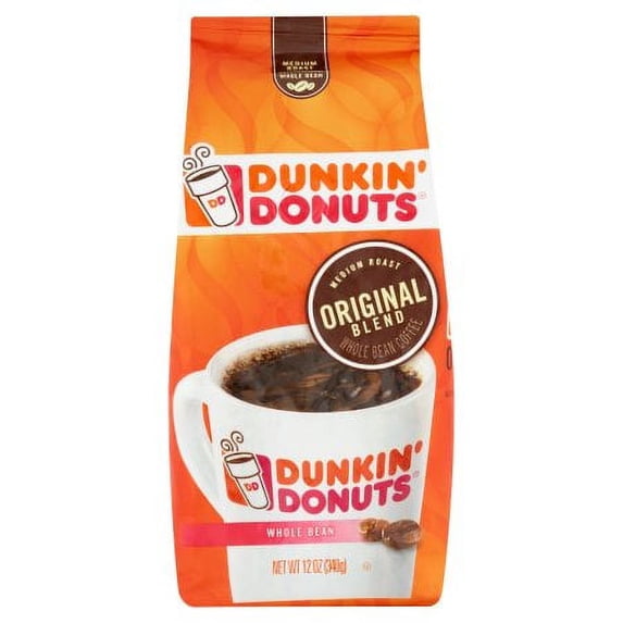 Dunkin' Donuts Original Blend Medium Roast Whole Bean Coffee 12 oz (Pack of 48)