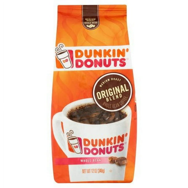 Dunkin' Donuts Medium Roast Whole Bean Coffee, Original Blend (Pack of