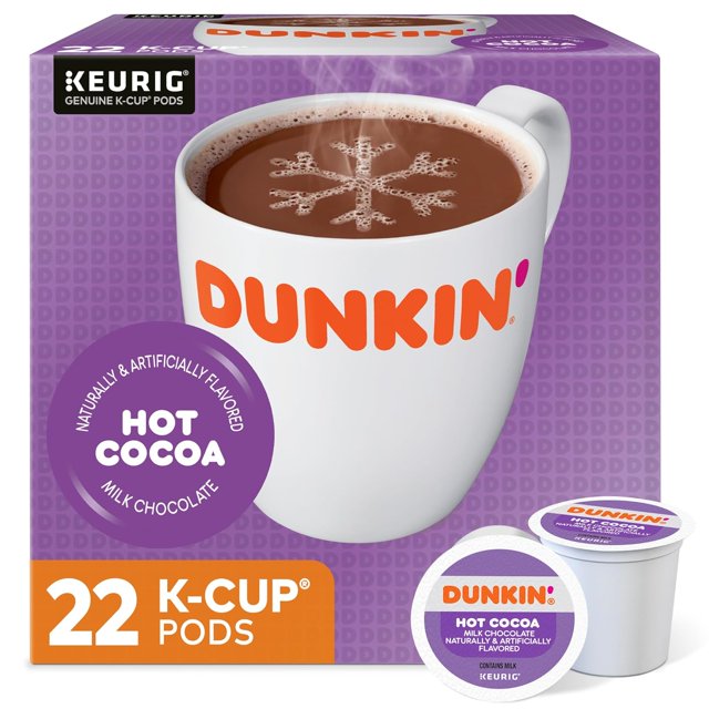 Dunkin' Donuts Milk Chocolate Hot Cocoa, Keurig KCup Pods, 22/Box