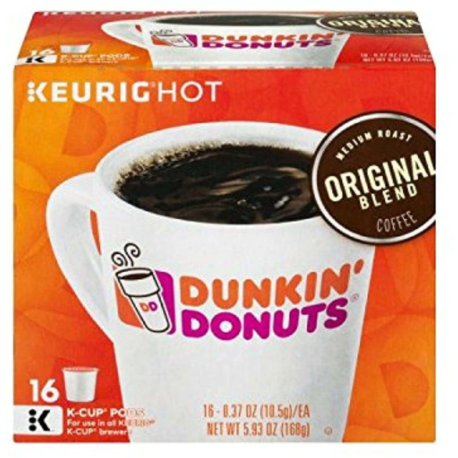Dunkin Donuts Original Blend Coffee K-Cup Pods - 16 Ct