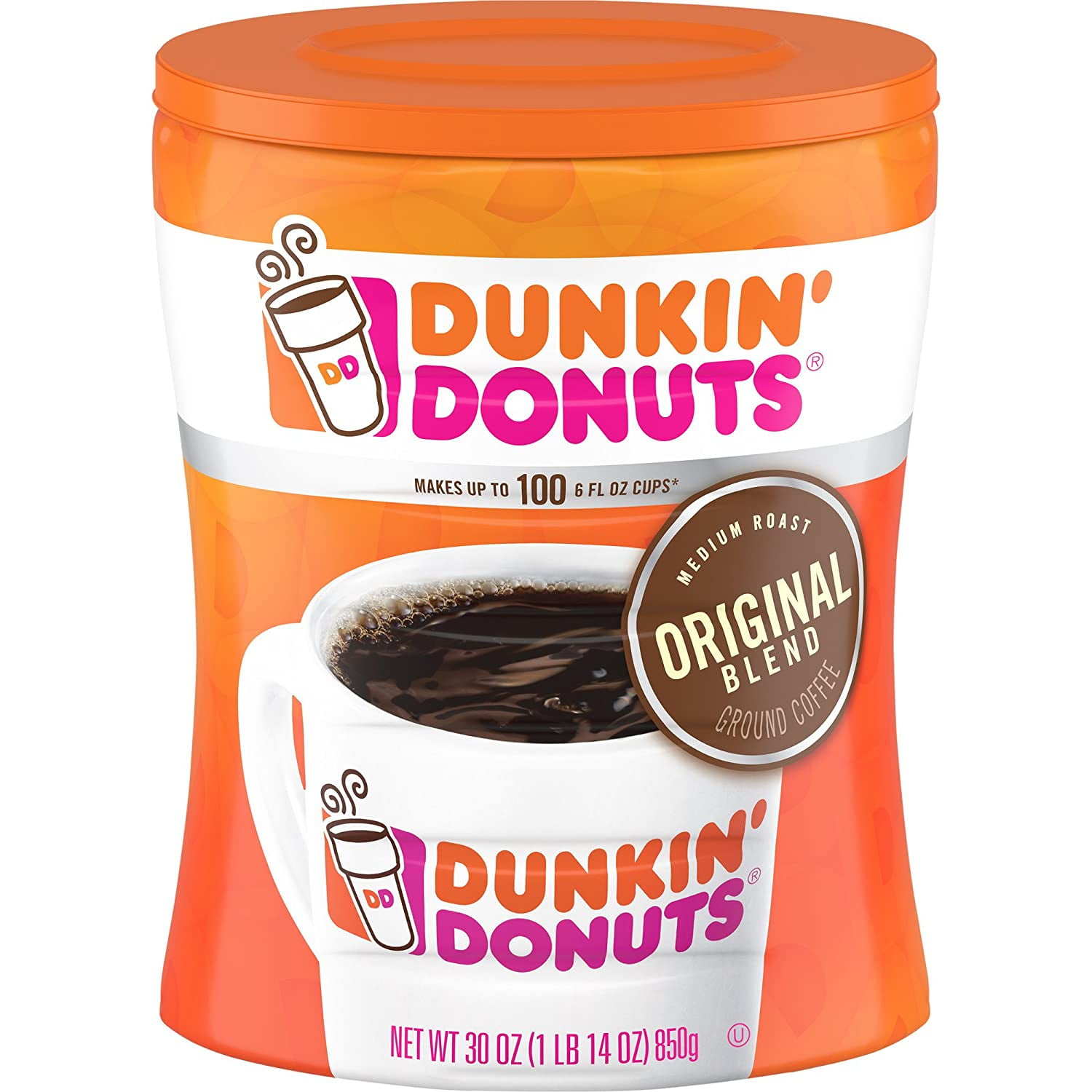 Dunkin Donuts Original Blend Ground Coffee Canister, Medium Roast