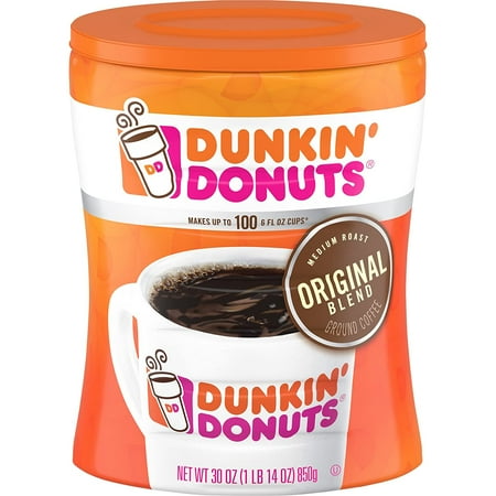 Dunkin Donuts Original Blend Ground Coffee Canister, Medium Roast, 30 Ounces