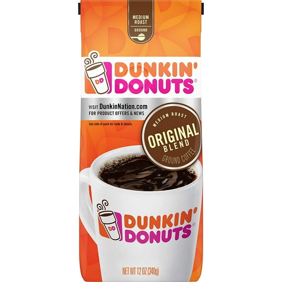 Dunkin Donuts Original Blend Ground Coffee, Medium Roast, 12 Ounce (Pack Of 2)