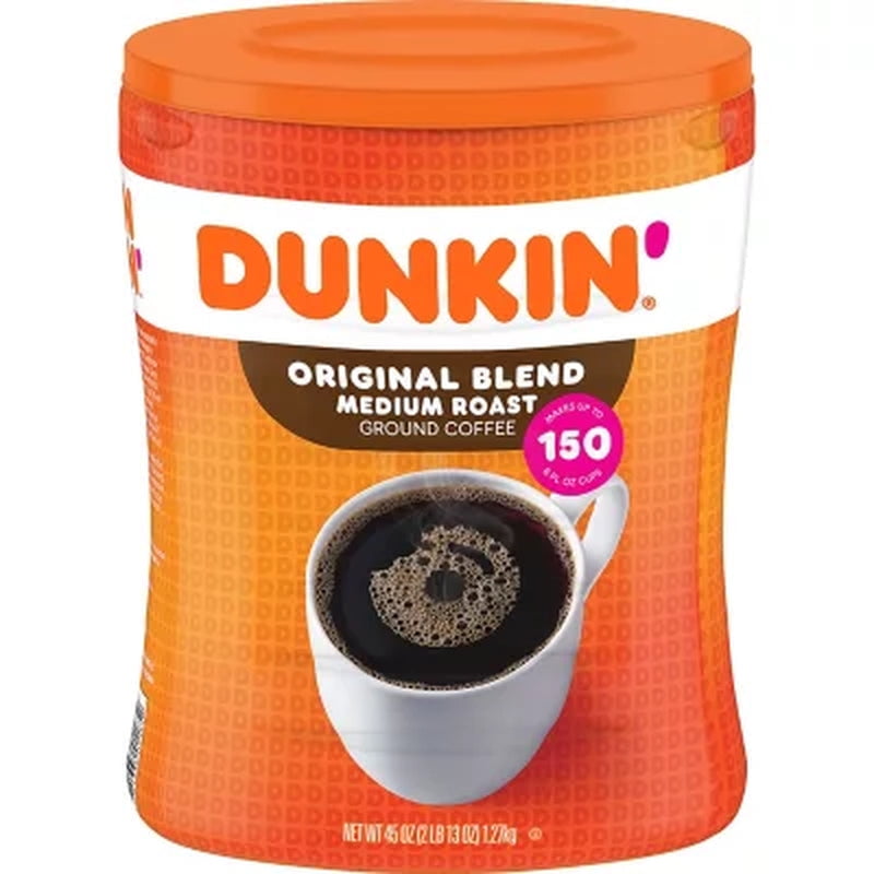 Dunkin' Donuts Original Blend Ground Coffee, Medium Roast, 45 oz ...