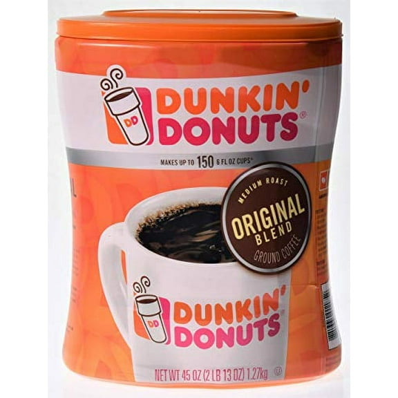 Dunkin' Donuts Original Ground Coffee, 45oz - Makes up to 150 6floz cups, 2Pack