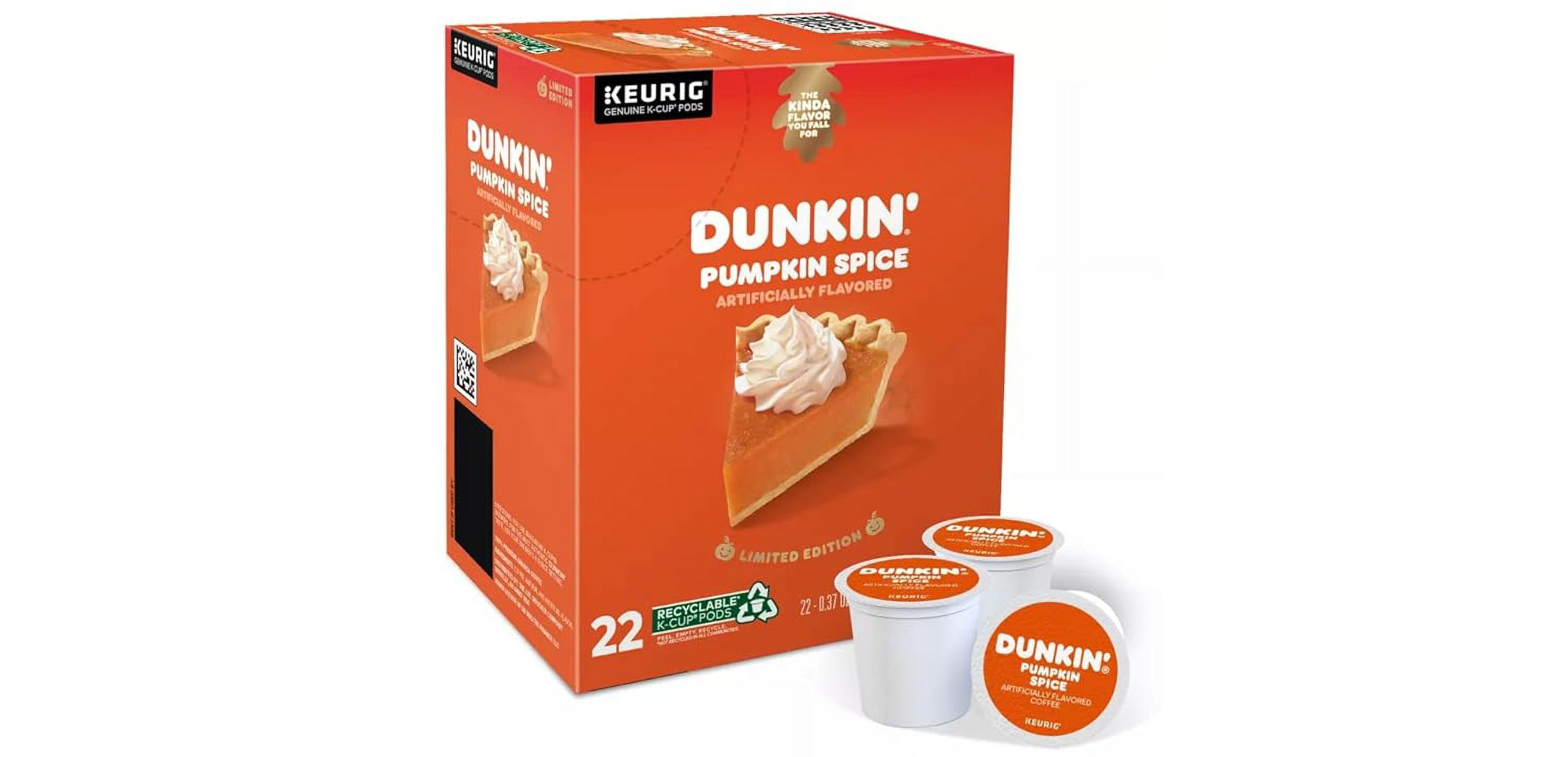 Dunkin Donuts Pumpkin Spice Coffee K Cups - Pack Of 22 K Cups - Bulk Limited Edition Dunkin Pumpkin Spice Coffee - For Use Of Keurig Coffee Makers