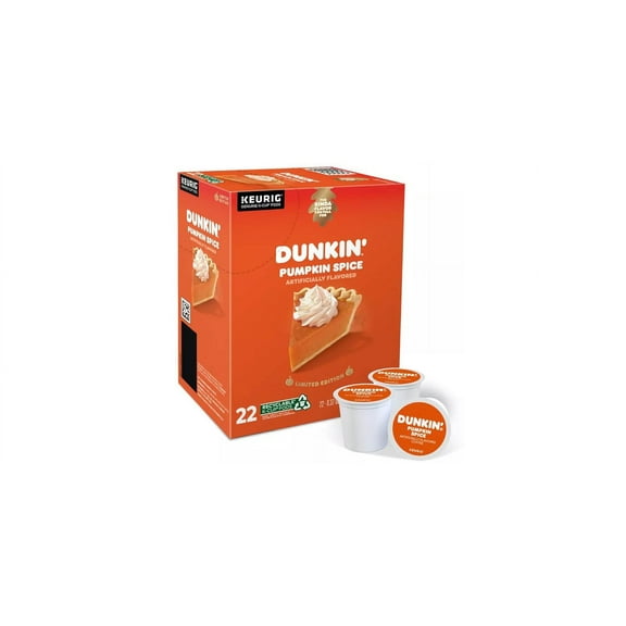 Dunkin Donuts Pumpkin Spice Coffee K Cups - Pack Of 22 K Cups - Bulk Limited Edition Dunkin Pumpkin Spice Coffee - For Use Of Keurig Coffee Makers