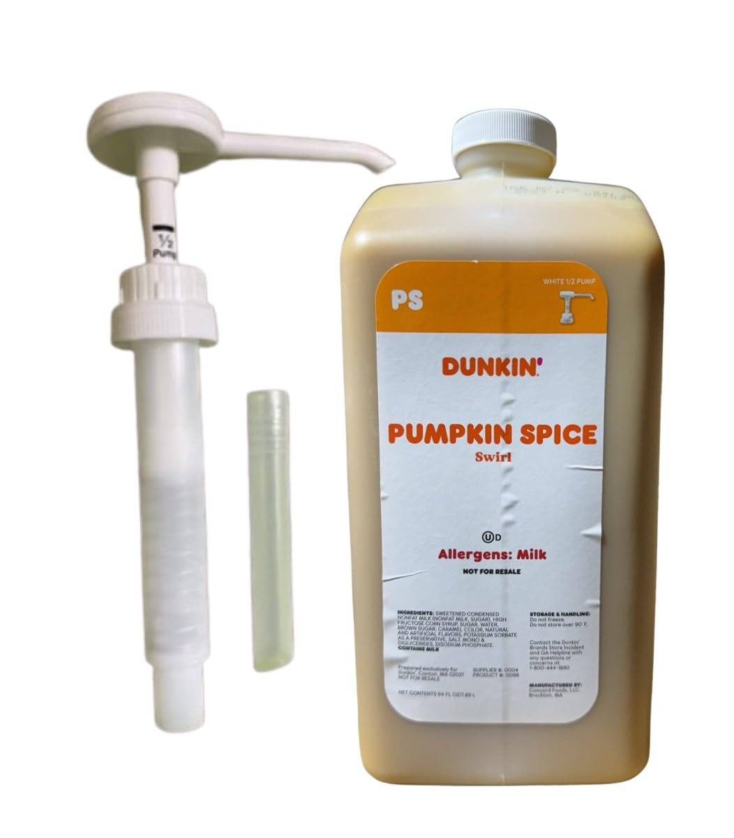 Dunkin Donuts Pumpkin Spice SauceSwirlSyrup 64 Oz Jug (With Pump
