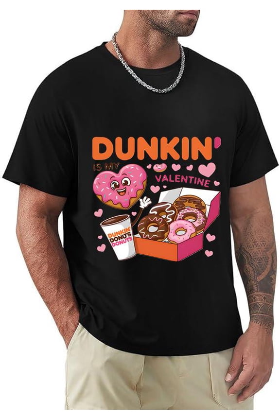 Dunkin Donuts Valentines Day 2025 Coffee Lover Holiday Graphic Unisex T-Shirt, for men & women, up to size 5XL.
