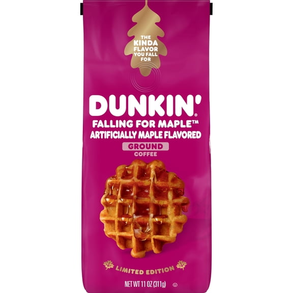 Dunkin Falling for Maple Artificially Maple Flavored Coffee, Ground Coffee, 11 oz Bag