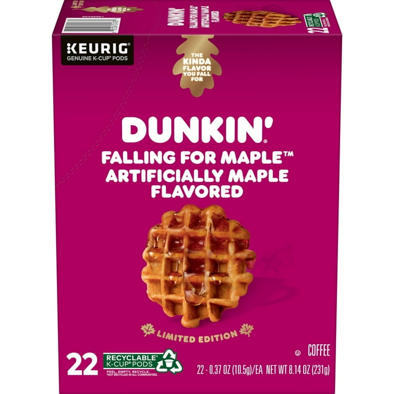 Dunkin' Donuts K-Cup Falling for Maple Artificially Maple Flavored Coffee - Compatible with Keurig Brewer - Medium - 22 / Box Dunkin' Donuts K-Cup Falling for Maple Artificially Maple Flavored Coffee - Compatible with Keurig Brewer - Medium - 22 / Box
