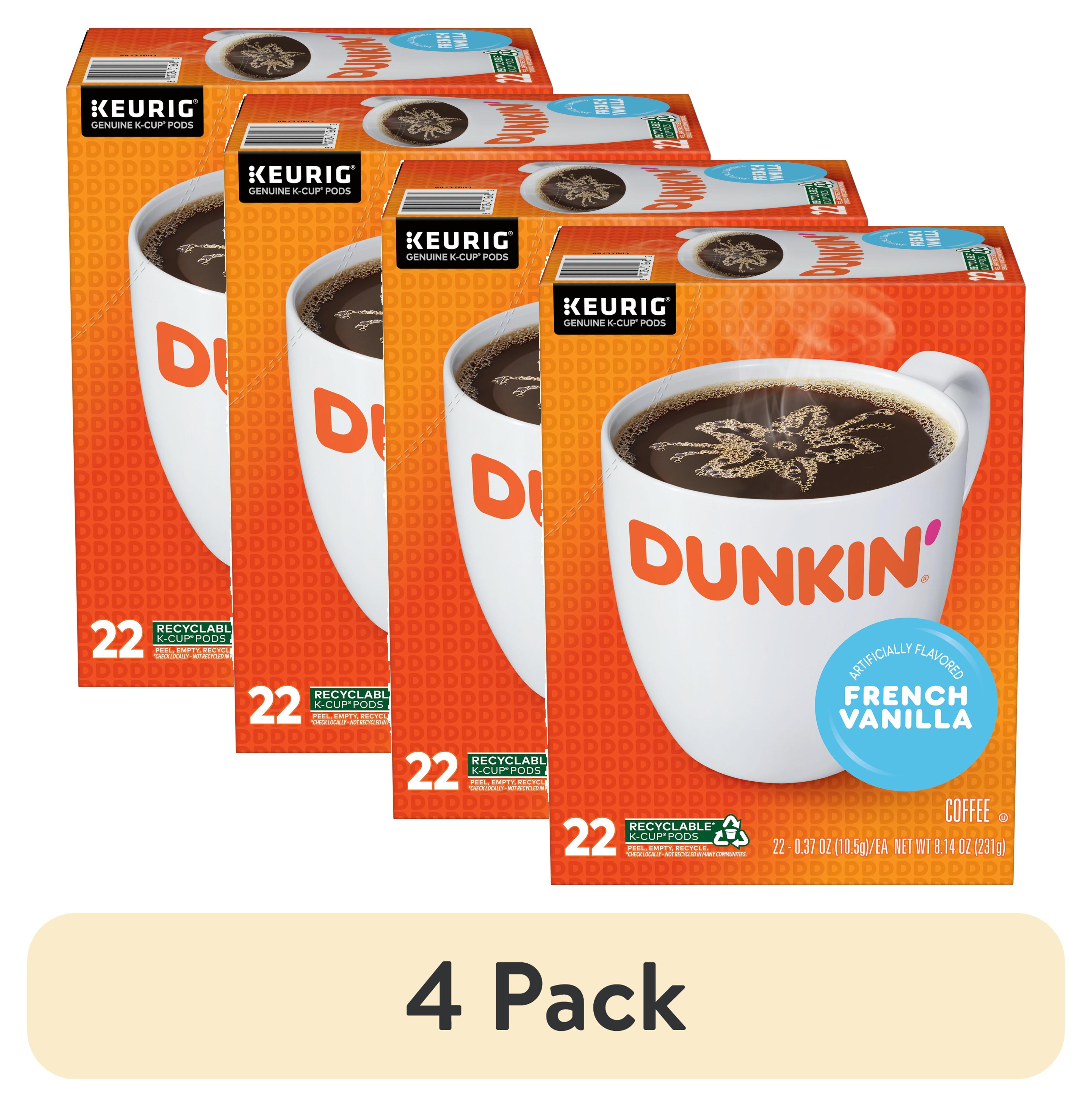 (4 pack) Dunkin French Vanilla Artificially Flavored Coffee, KCup Pods