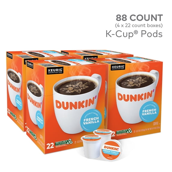Dunkin' French Vanilla Coffee K-Cup Pods Medium Roast 400847