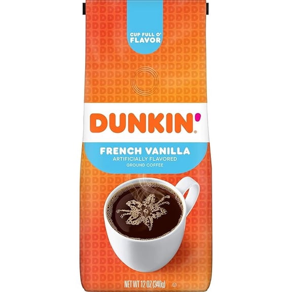 Dunkin' French Vanilla Flavored Ground Coffee, 12 Ounce (Pack of 1)