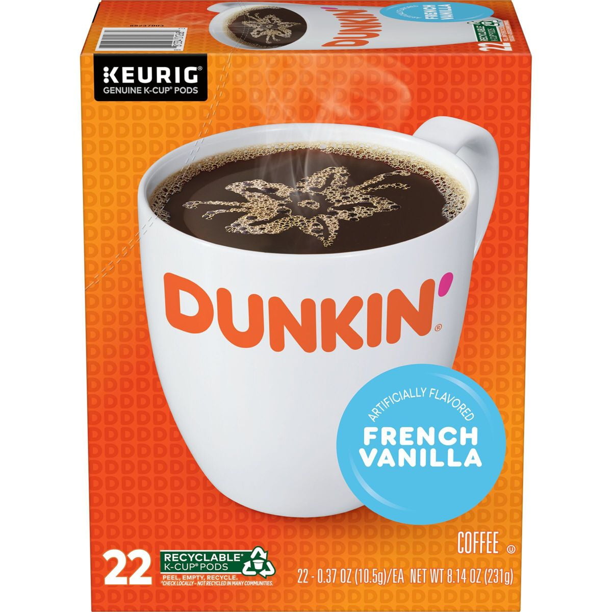 Dunkin' French Vanilla Flavored Medium Roast Coffee - Keurig K-Cup Pods - 22ct - Pack of 2