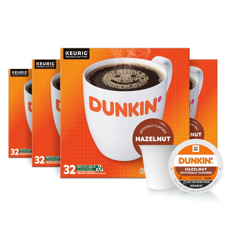 Dunkin, Hazelnut Flavored Coffee Pods, 128 Count, Medium Roast