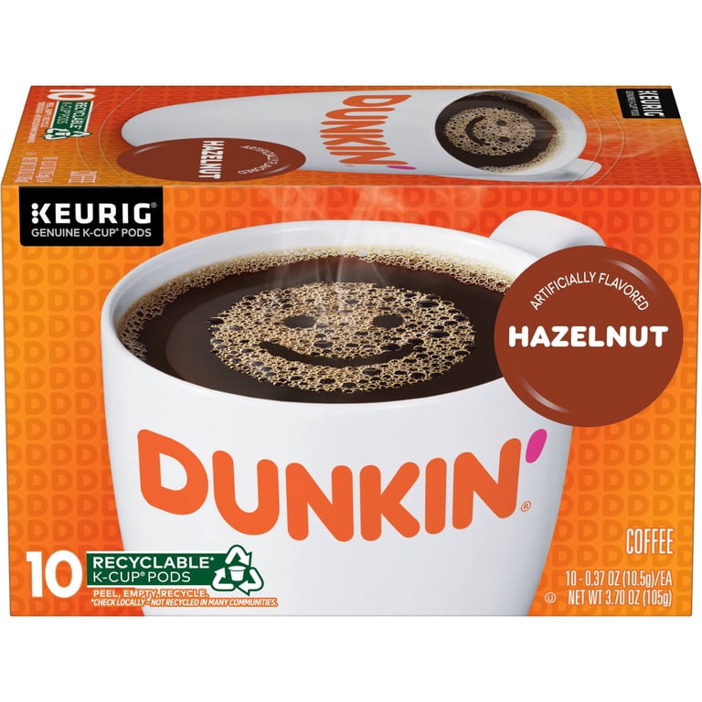 Dunkin', Hazelnut Artificially Flavored Coffee, 10 Ct K-Cup Pods