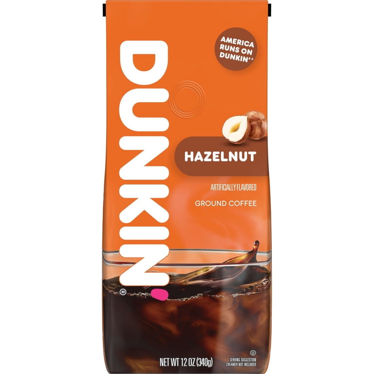 Dunkin', Ground Coffee, 12 oz, Hazelnut Flavored Medium Roast