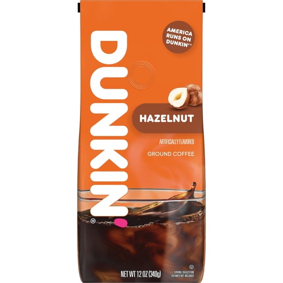 Dunkin' Hazelnut Flavored Ground Coffee, 12 oz