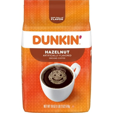 Dunkin' Hazelnut Flavored Ground Coffee, 18 oz (Packaging May Vary)
