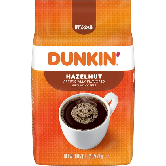 Dunkin’ Hazelnut Artificially Flavored Ground Coffee, 18 oz Bag