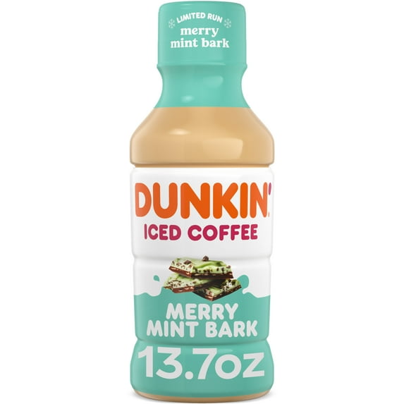 Dunkin' Merry Mint Bark Iced Coffee Single Bottle, 13.7 fl oz