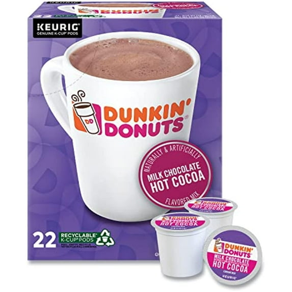 Dunkin Milk Chocolate Hot Cocoa, 22 Keurig K-Cup Pods