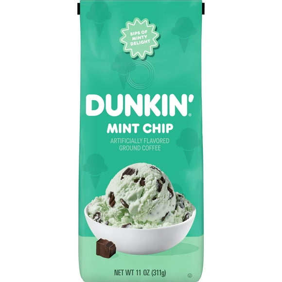 Dunkin Mint Chip Artificially Flavored Coffee, Ground Coffee, 11 oz Bag