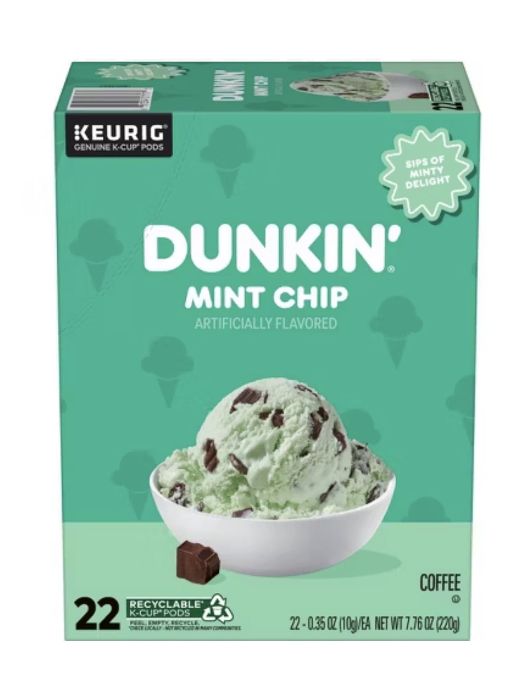 Dunkin� Mint Chip Artificially Flavored Coffee, Keurig K-Cup Pods, 22 Count box