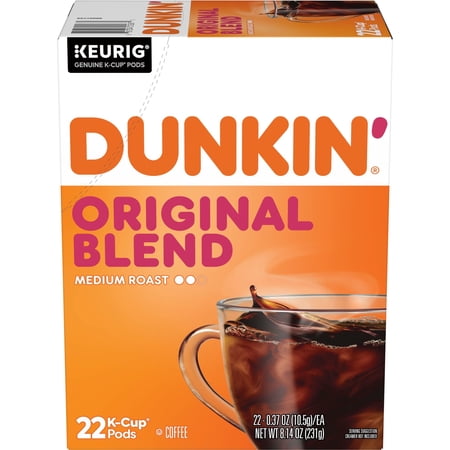 Dunkin’ Original Blend Medium Roast Coffee, Keurig K Cup Pods, 22 Count Box