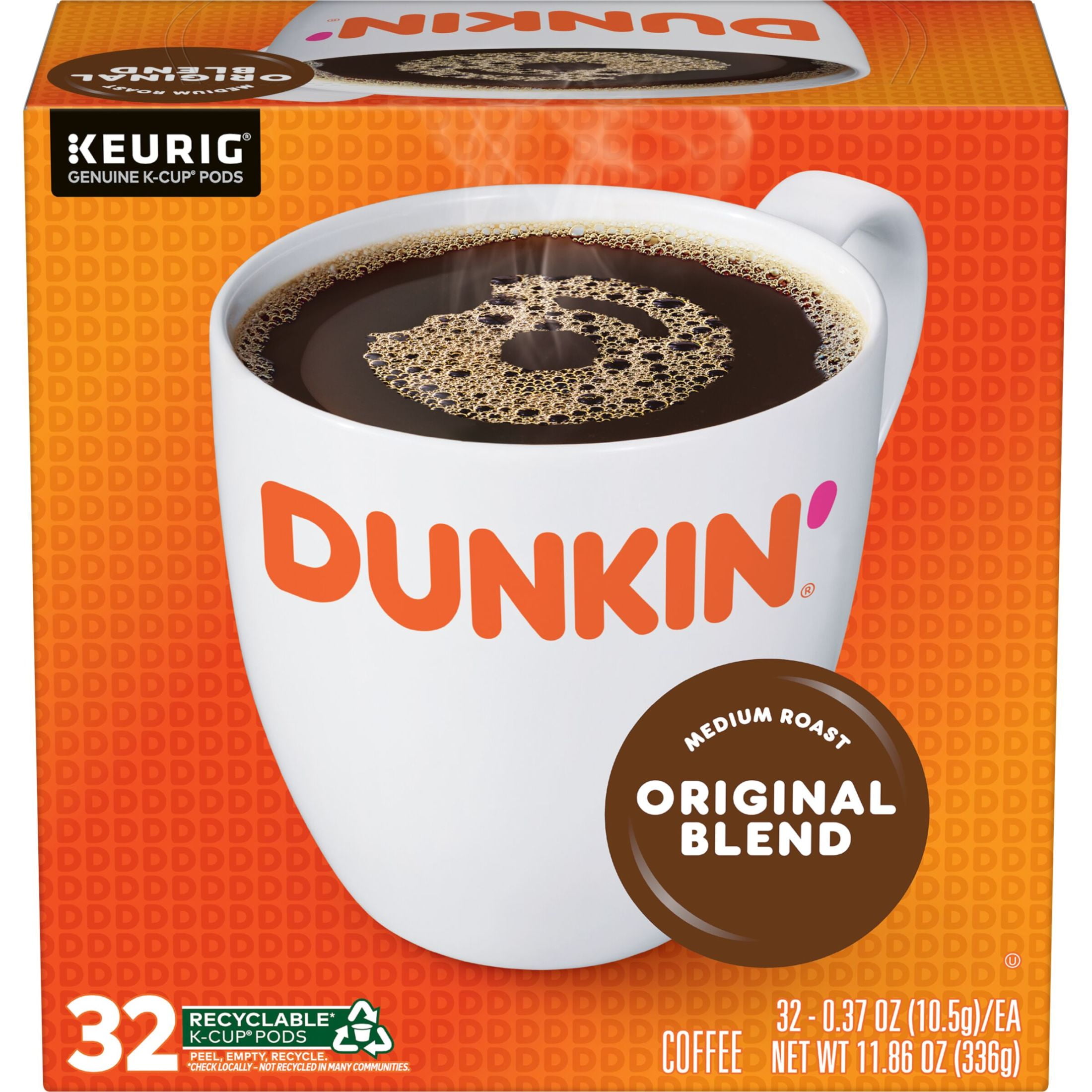 Dunkin’ Original Blend Medium Roast Coffee, Keurig K Cup Pods, 32 Count Box