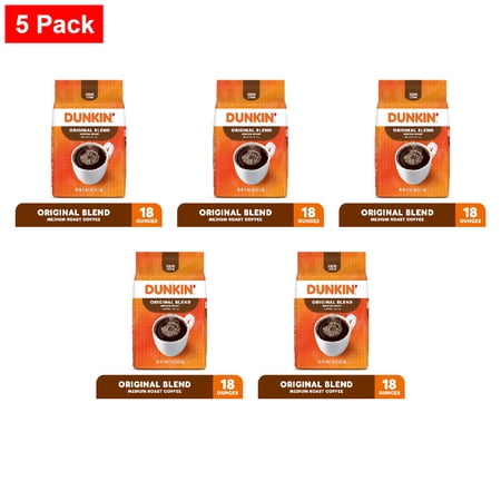 Dunkin Original Blend Ground Coffee, Medium Roast 18 oz - 5 Pack
