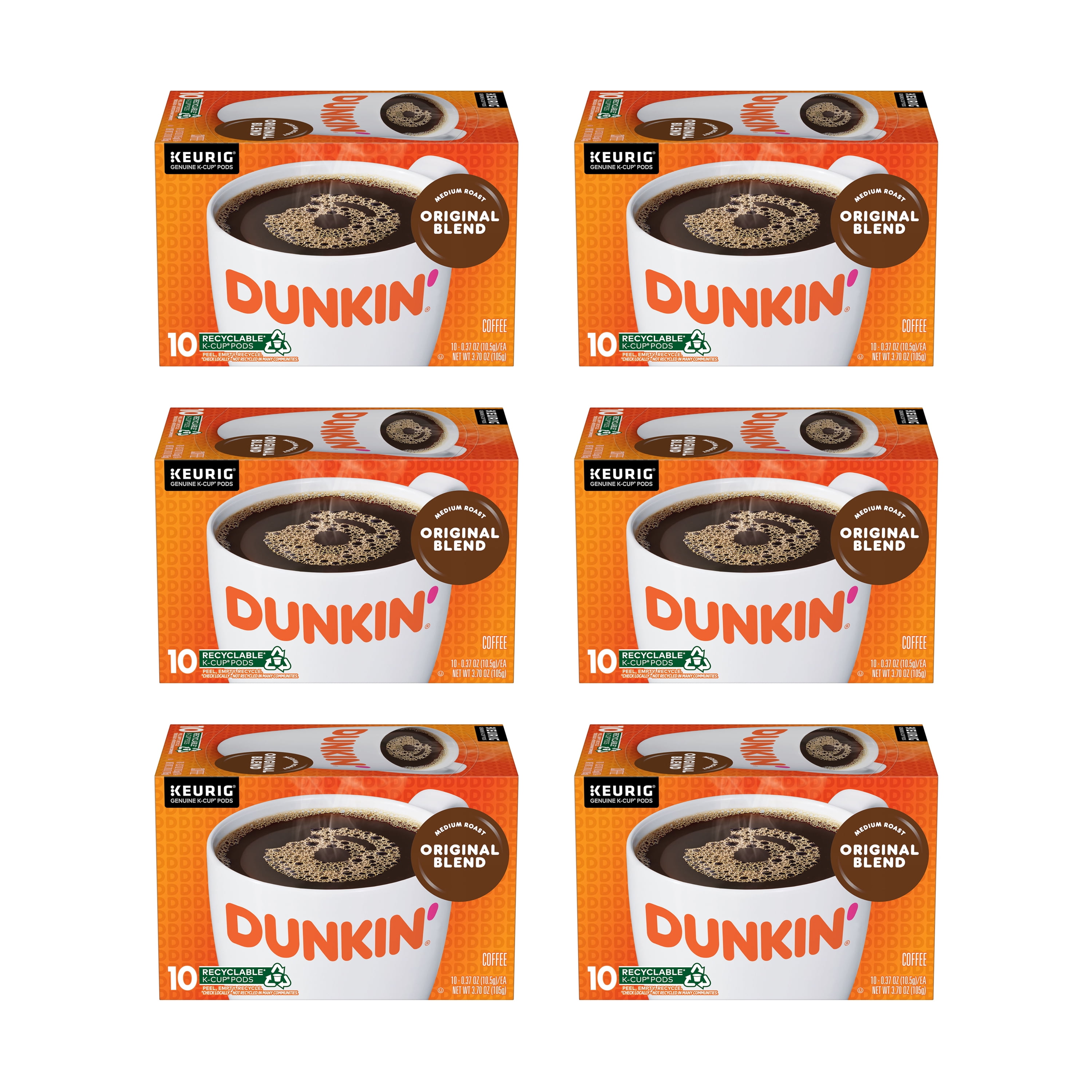 Dunkin Original Blend Medium Roast K Cup Coffee Pods 100 Premium Arabica 60 Count Walmart