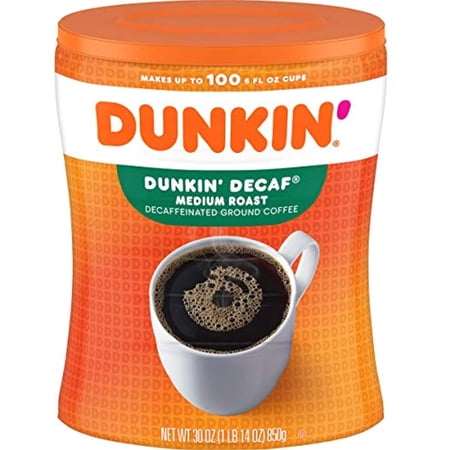 Dunkin Original Blend Medium Roast Decaf Ground Coffee, 30 Ounces (Pack Of 4)