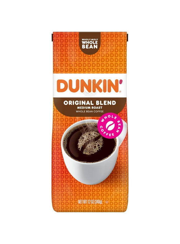 Dunkin Original Blend Whole Bean Coffee, Medium Roast, 12 oz. Bag