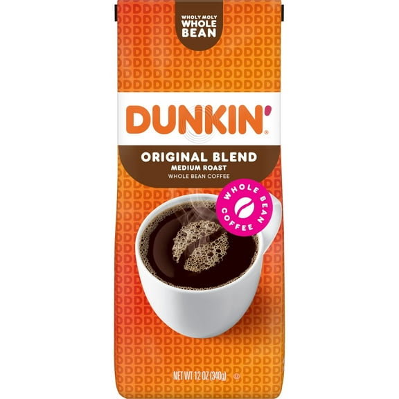 Dunkin’ Original Blend Whole Bean Coffee, Medium Roast, 12 oz Bag