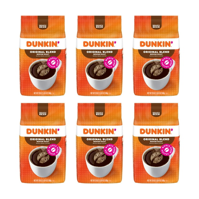 Dunkin’ Original Blend Whole Bean Coffee, Medium Roast, 20 Ounce Bag
