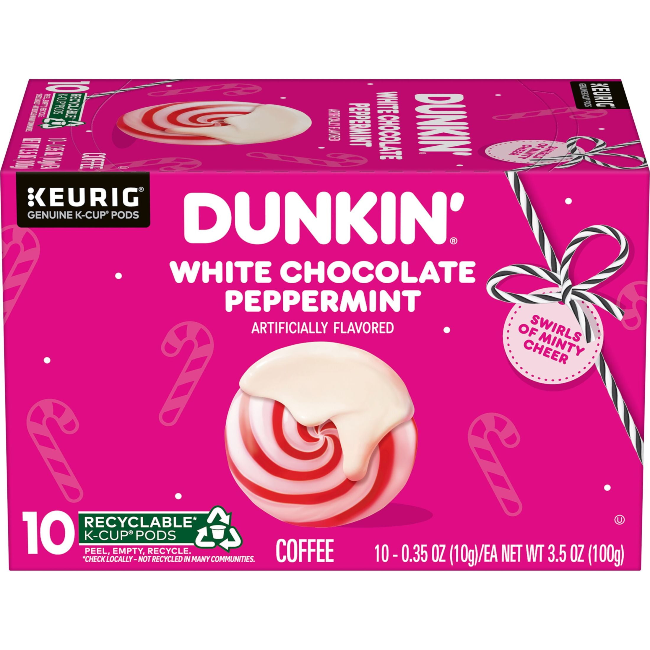 Dunkin Polar Peppermint Artificially Flavored Coffee, Keurig K Cup Pods, 10 Count Box.
