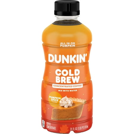 Dunkin’ Pumpkin Spice Artificially Flavored Cold Brew Concentrated Coffee, 31 Fl oz Bottle