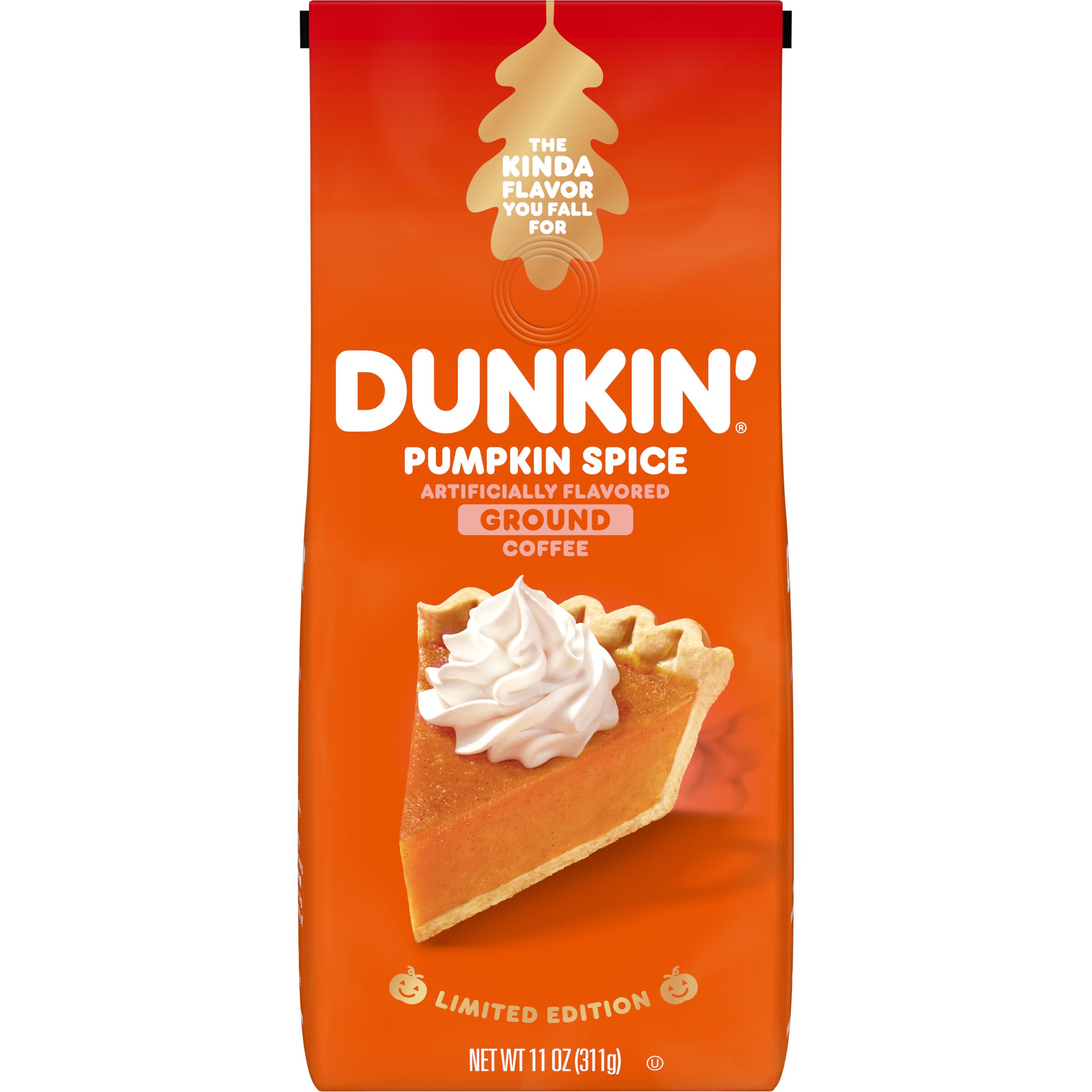 Dunkin Pumpkin Spice Ground Coffee, Limited Edition Fall Coffee, 11 oz. Bag - image 1 of 8