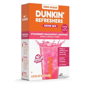 Dunkin' Refreshers Strawberry Dragonfruit Lemonade, Singles to Go Powdered Drink Mix, 10 Count Packets