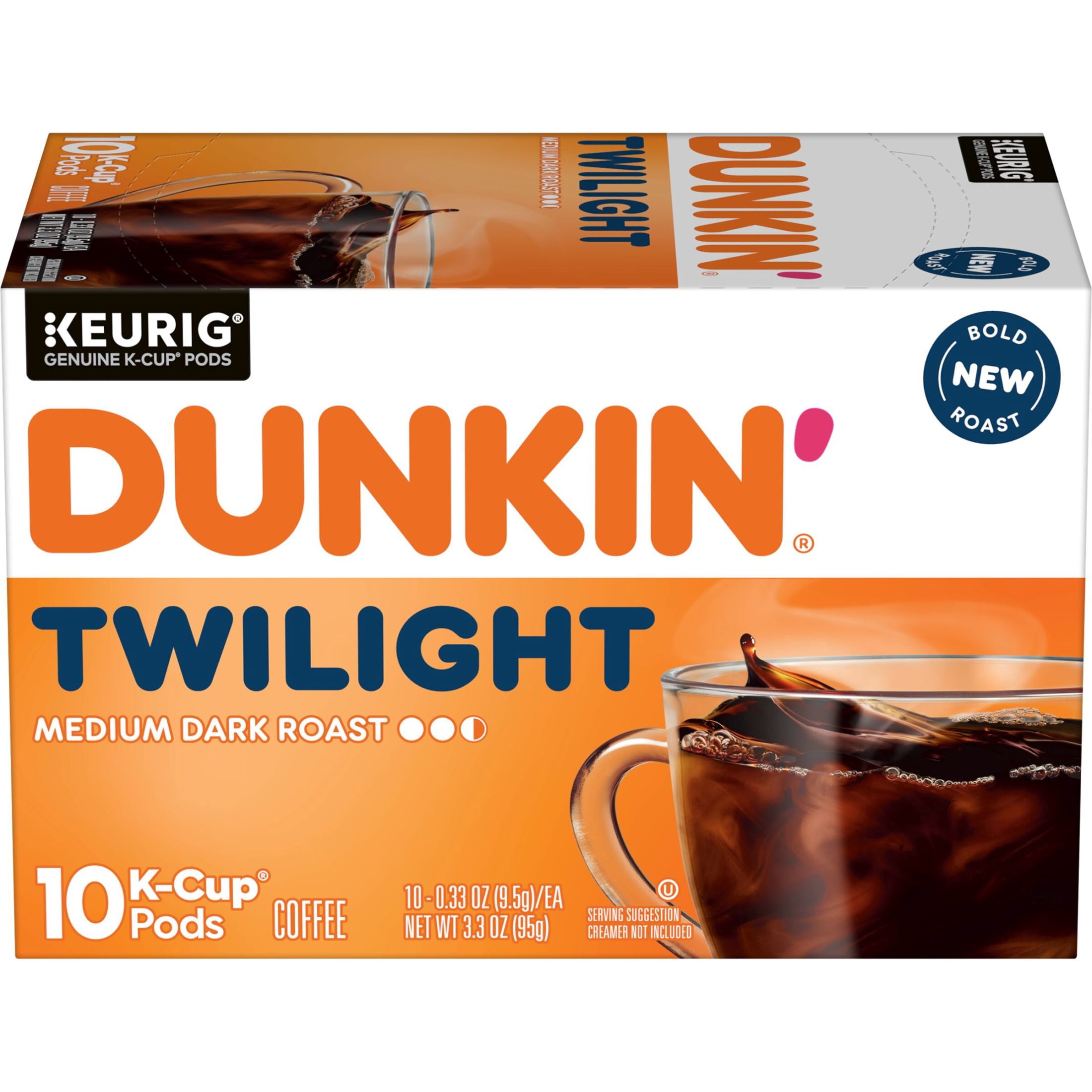 Dunkin’ Twilight Medium Dark Roast Coffee, Keurig K Cup Pods, 10 Count Box