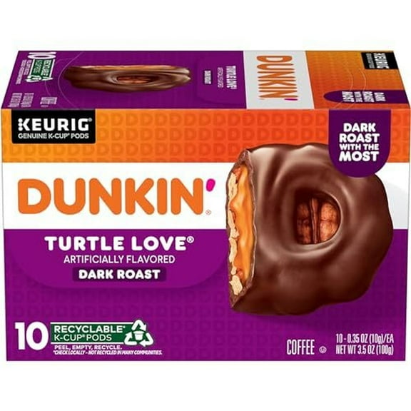Dunkin Turtle Love K Cup Pods 60 Count Dark Roast Coffee Pods Flavored Coffee